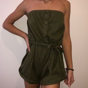 Army Green Strapless Rhomper